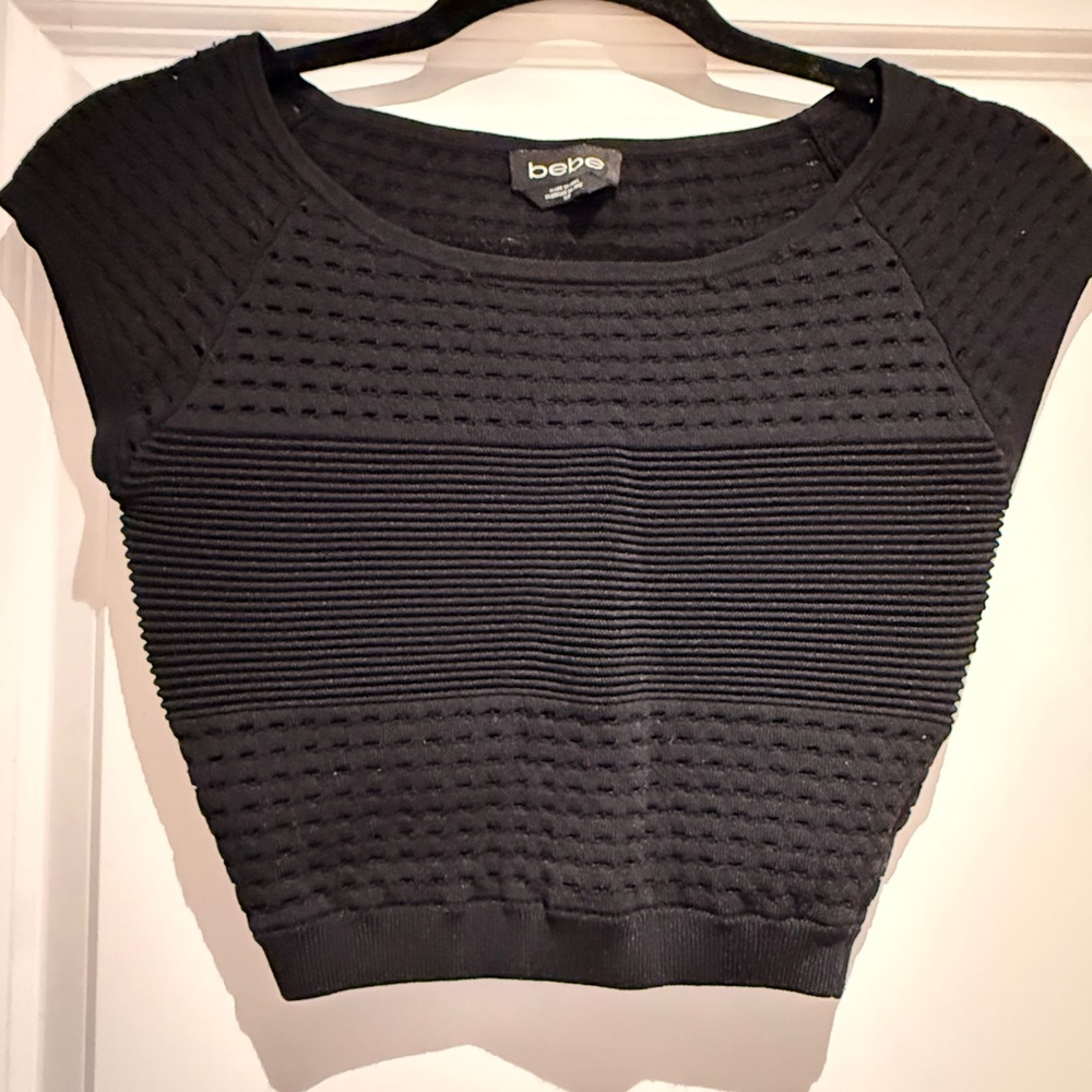 Bebe Black Bandage Crop Small